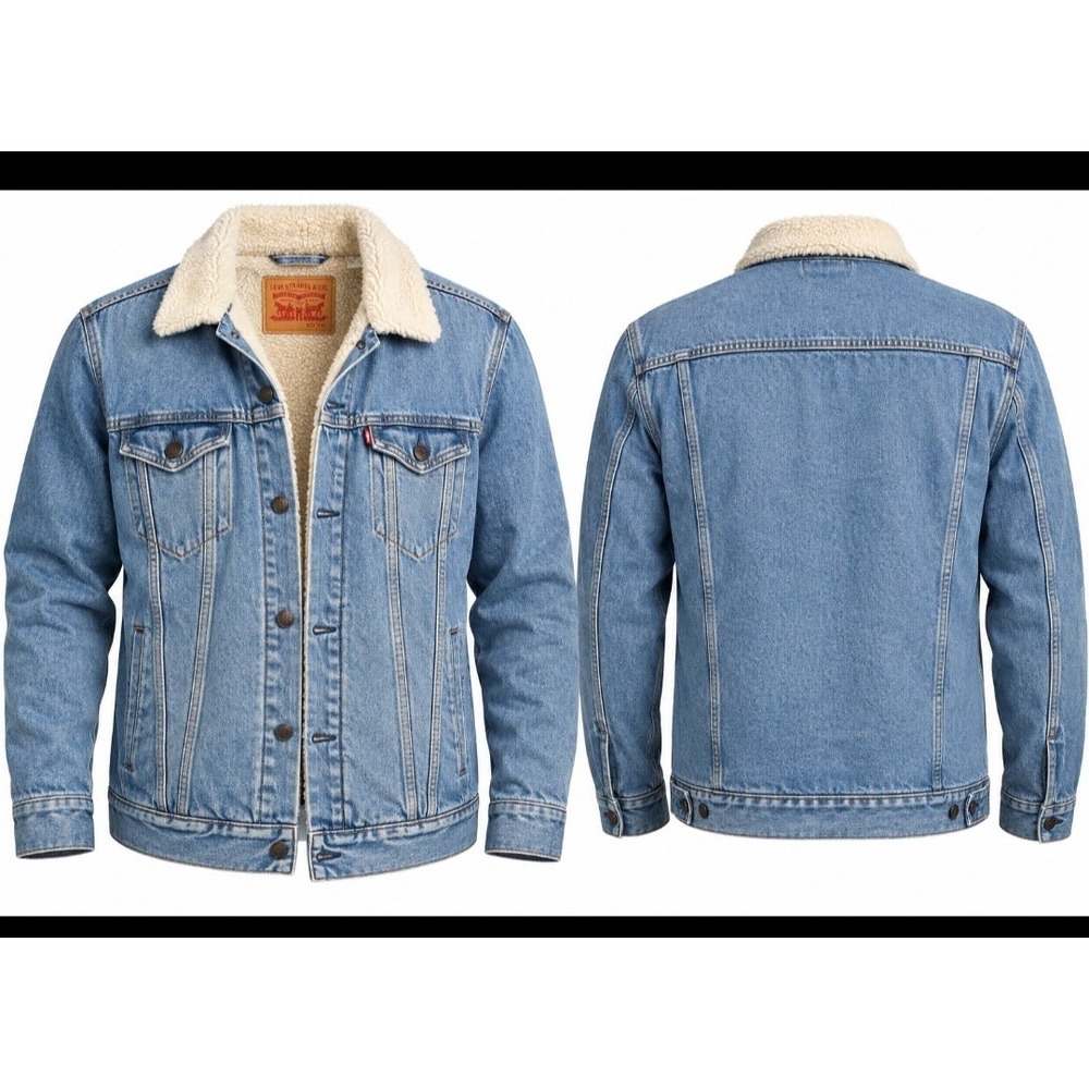 Levis Mens Sherpa Lined Denim Trucker Jacket Blue Type III XXL 16365-0026
